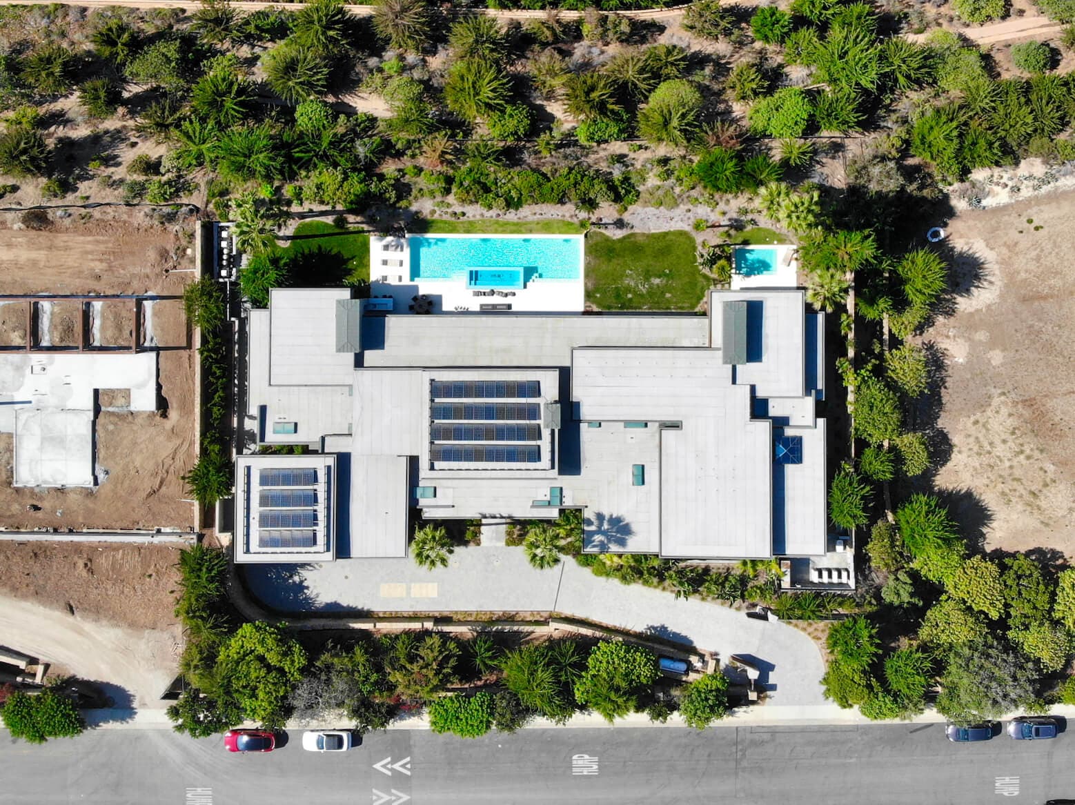 Aerial view of waterfront property